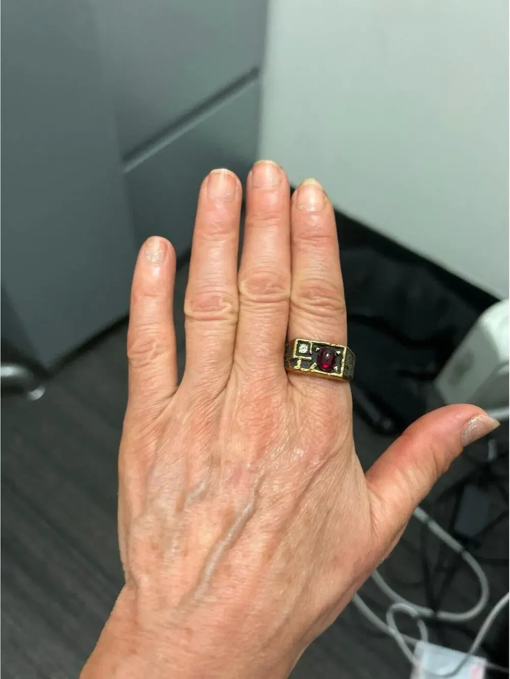 Men’s Classy Simulated Ruby and “Diamond “ Ring